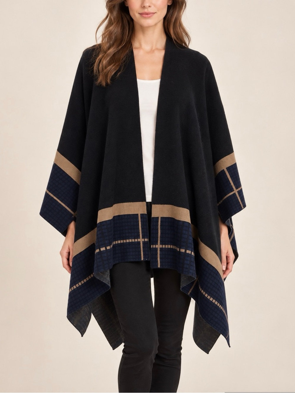 Patricia Nash Black & Navy Poncho Sweater